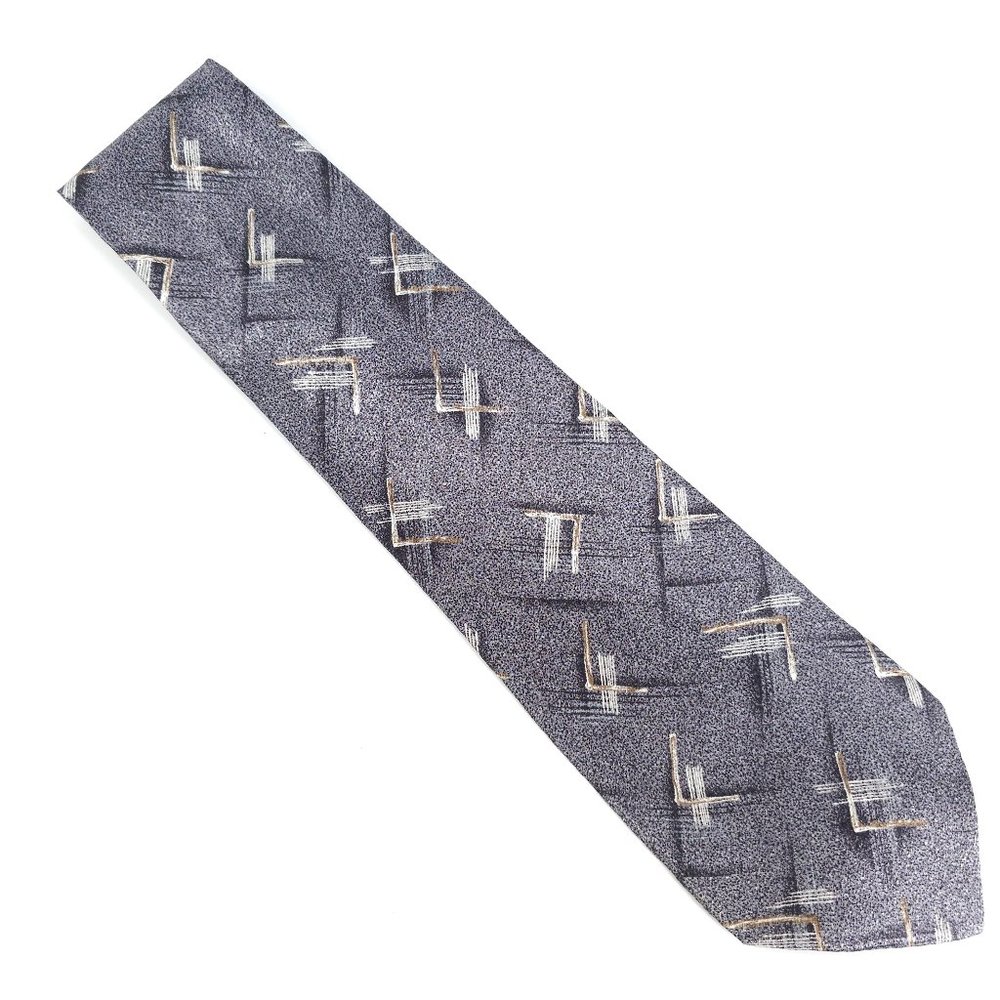 Today's Man Men Tie Geometric 100% Silk Gray Multi Size 59x4 - NWOT